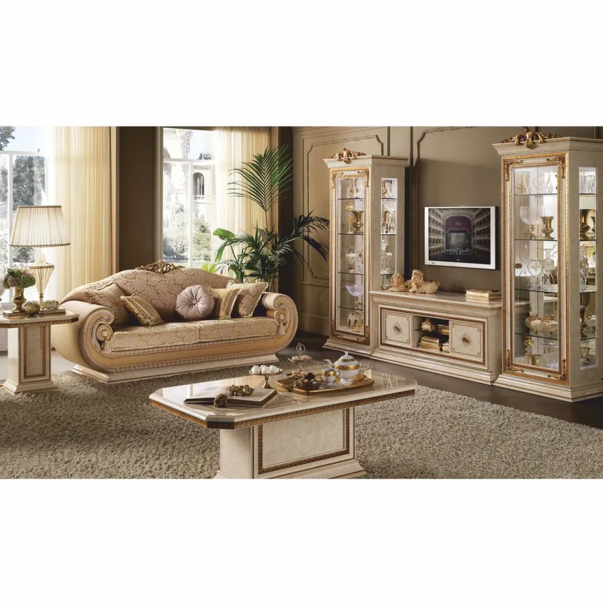 Casa Padrino Luxus Barock Sofa Gold / Creme 228 cm - Barock Möbel - Made in Italy