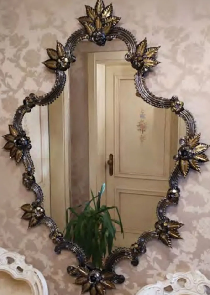 Casa Padrino Luxus Barock Spiegel Schwarz / Gold - Prunkvoller Wandspiegel im Venezianischen Stil - Hotel Möbel - Schloss Möbel - Barock Möbel - Luxus Möbel im Barockstil - Made in Italy