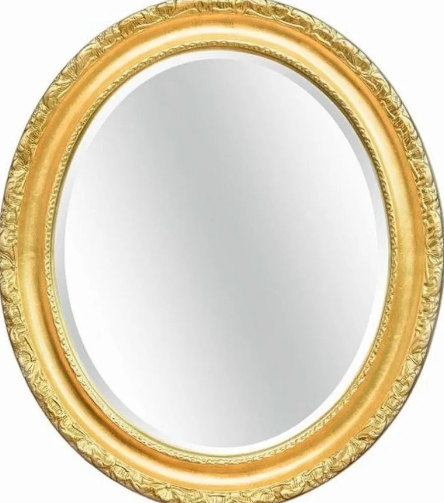 Casa Padrino Luxus Barock Spiegel Gold 64 x 6 x H. 84 cm - Ovaler Wandspiegel im Barockstil - Barock Möbel