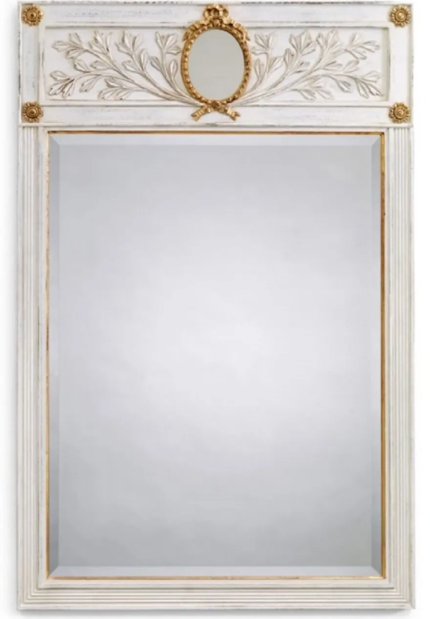 Casa Padrino Luxus Barock Spiegel Antik Weiß / Gold - Rechteckiger italienischer Barockstil Wandspiegel - Luxus Möbel im Barockstil - Luxus Qualität - Made in Italy