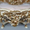 Casa Padrino Luxus Barock Spiegelkonsole Creme / Gold - Prunkvoller Massivholz Konsolentisch mit Marmorplatte und Wandspiegel - Barock Möbel