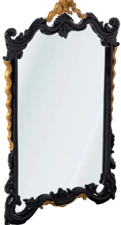 Casa Padrino Luxus Barock Spiegel Schwarz / Antik Gold H. 97 cm - Barockstil Möbel