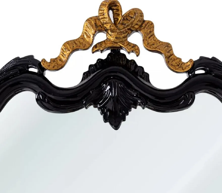Casa Padrino Luxus Barock Spiegel Schwarz / Antik Gold H. 97 cm - Barockstil Möbel