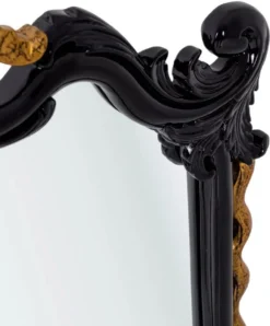 Casa Padrino Luxus Barock Spiegel Schwarz / Antik Gold H. 97 cm - Barockstil Möbel