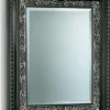 Casa Padrino Luxus Barock Spiegel mit Kristallglas Schwarz / Silber H. 140 cm - Made in Italy