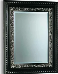 Casa Padrino Luxus Barock Spiegel mit Kristallglas Schwarz / Silber H. 140 cm - Made in Italy