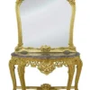 Casa Padrino Luxus Barock Spiegelkonsole mit Marmorplatte - Gold / Schwarz - 120 x 220 cm