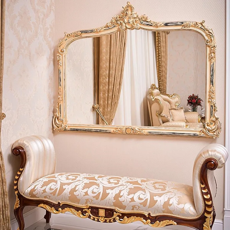 Casa Padrino Luxus Barock Spiegel Antik Creme H. 171 cm - Barock Möbel - Made in Italy