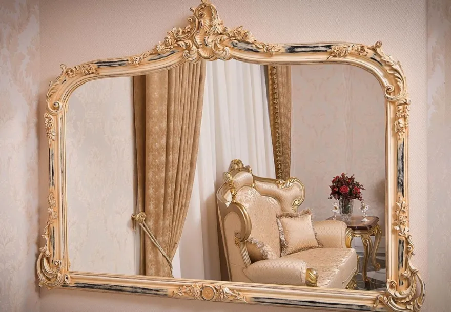 Casa Padrino Luxus Barock Spiegel Antik Creme H. 171 cm - Barock Möbel - Made in Italy