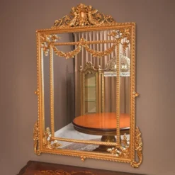 Casa Padrino Luxus Barock Spiegel Gold H. 158 cm - Prunkvoller Barockstil Wandspiegel - Made in Italy
