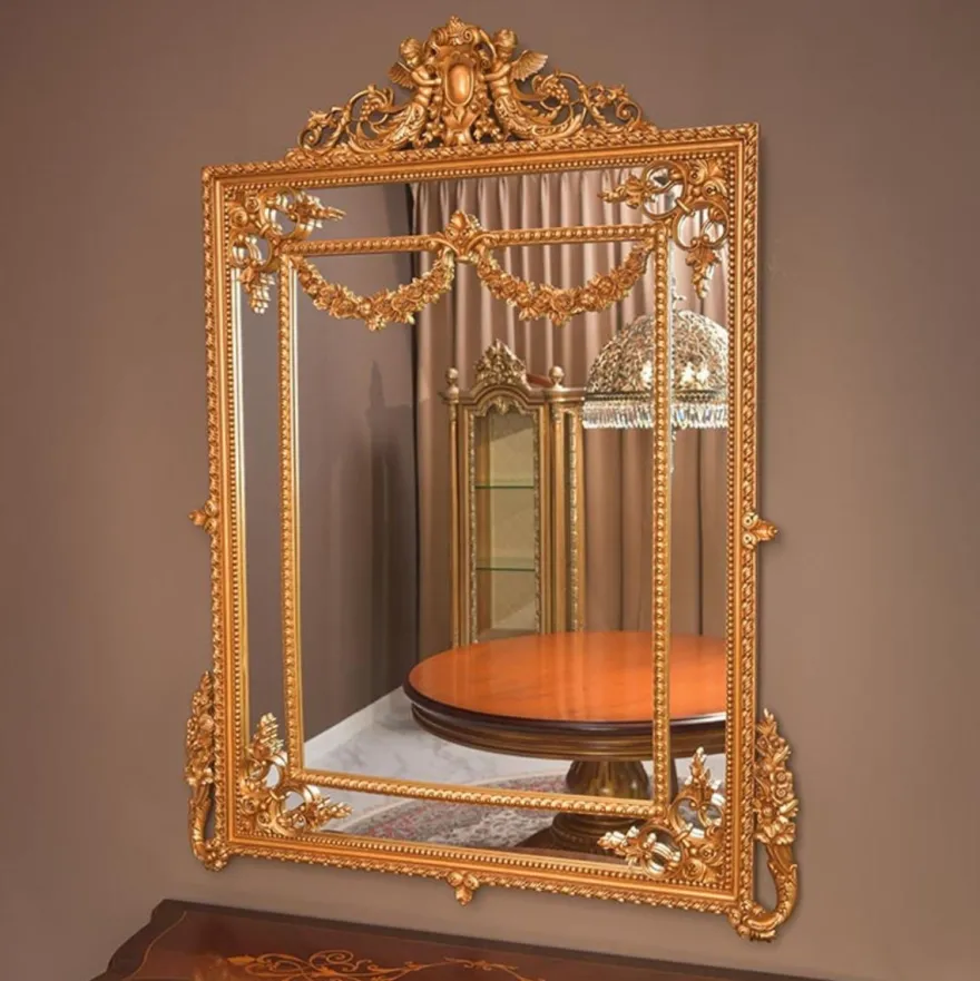 Casa Padrino Luxus Barock Spiegel Gold H. 158 cm - Prunkvoller Barockstil Wandspiegel - Made in Italy
