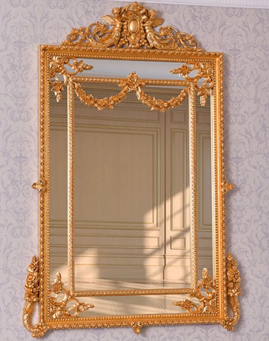 Casa Padrino Luxus Barock Spiegel Gold H. 158 cm - Prunkvoller Barockstil Wandspiegel - Made in Italy