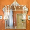 Casa Padrino Luxus Barock Spiegel mit 2 Wandleuchten Gelb 150 x H. 160 cm - Made in Italy