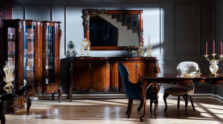 Casa Padrino Luxus Barock Spiegel Dunkelbraun / Gold - Eleganter Massivholz Wandspiegel im Barockstil - Barock Möbel