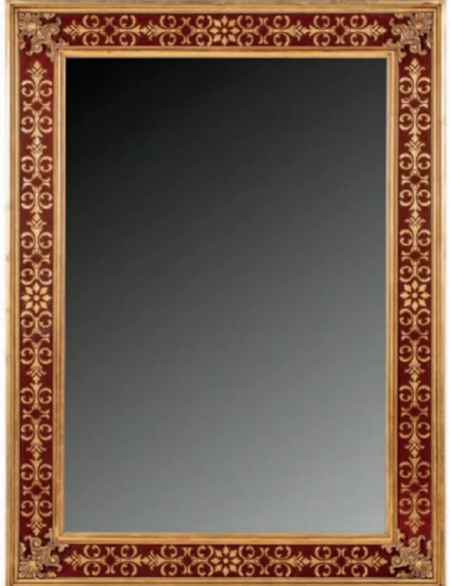 Casa Padrino Luxus Barock Spiegel Bordeauxrot / Gold - Rechteckiger Massivholz Wandspiegel im Barockstil - Barock Möbel - Erstklassische Qualität - Made in Italy