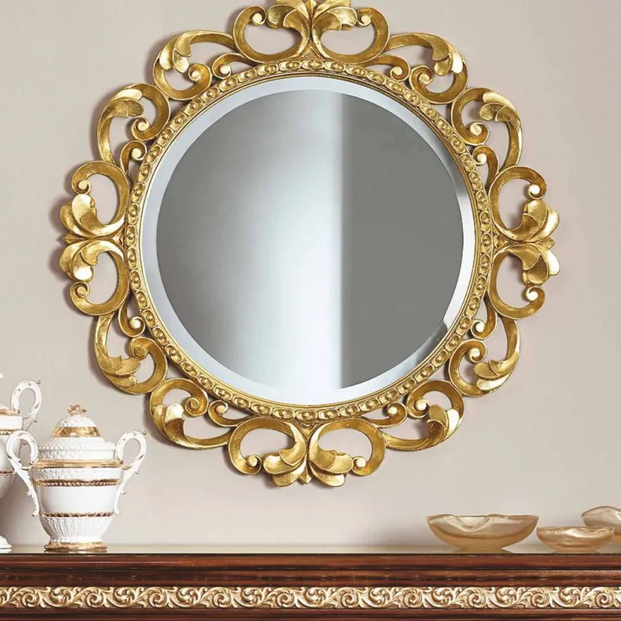 Casa Padrino Luxus Barock Spiegel Gold Ø 126 cm - Barock Möbel - Made in Italy