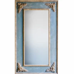 Casa Padrino Luxus Barock Spiegel Blau / Naturfarben H. 129 cm - Made in Italy