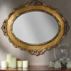 Casa Padrino Luxus Barock Spiegel Gold 104 cm - Barockstil Möbel - Made in Italy