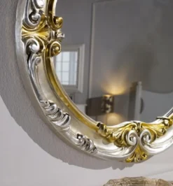 Casa Padrino Luxus Barock Spiegel Silber / Gold - Handgefertigter ovaler Wandspiegel im Barockstil - Barock Möbel
