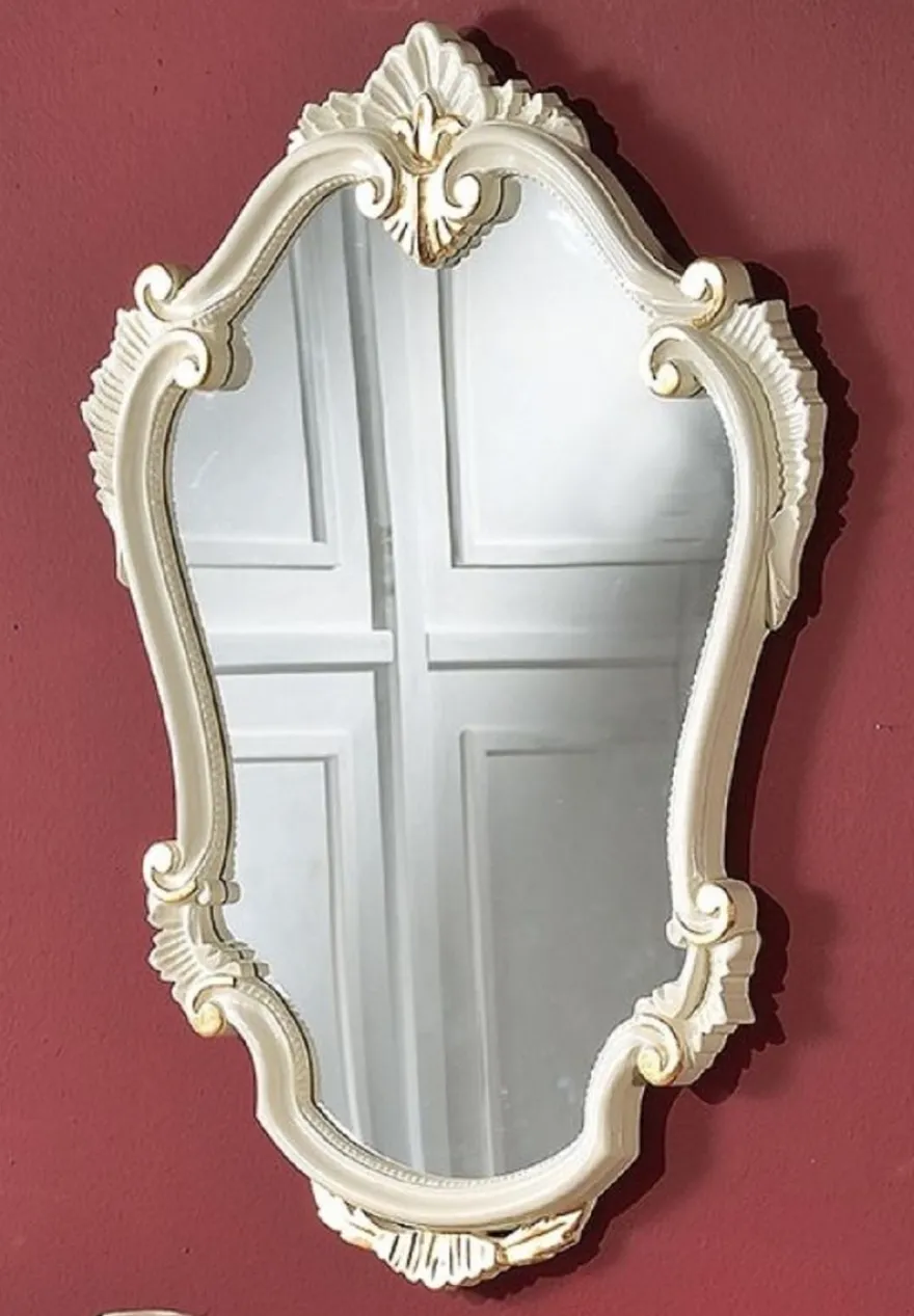 Casa Padrino Luxus Barock Spiegel Weiß / Gold - Handgefertigter Massivholz Wandspiegel im Barockstil - Barock Möbel - Luxus Qualität - Made in Italy