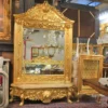 Casa Padrino Luxus Barock Spiegelkonsole Gold 170 x H. 280 cm - mit Löwenkopf - Prunkvoller Konsolentisch mit Wandspiegel - Antik Stil Flur Möbel - Barock Möbel