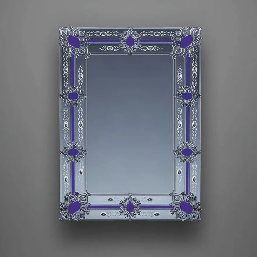 Casa Padrino Luxus Barock Spiegel Blau H. 100 cm - Made in Italy