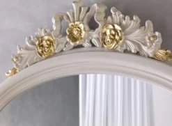 Casa Padrino Luxus Barock Spiegel Elfenbeinfarben / Gold 118 x 5 x H. 95 cm - Ovaler Wandspiegel im Barockstil - Barock Möbel