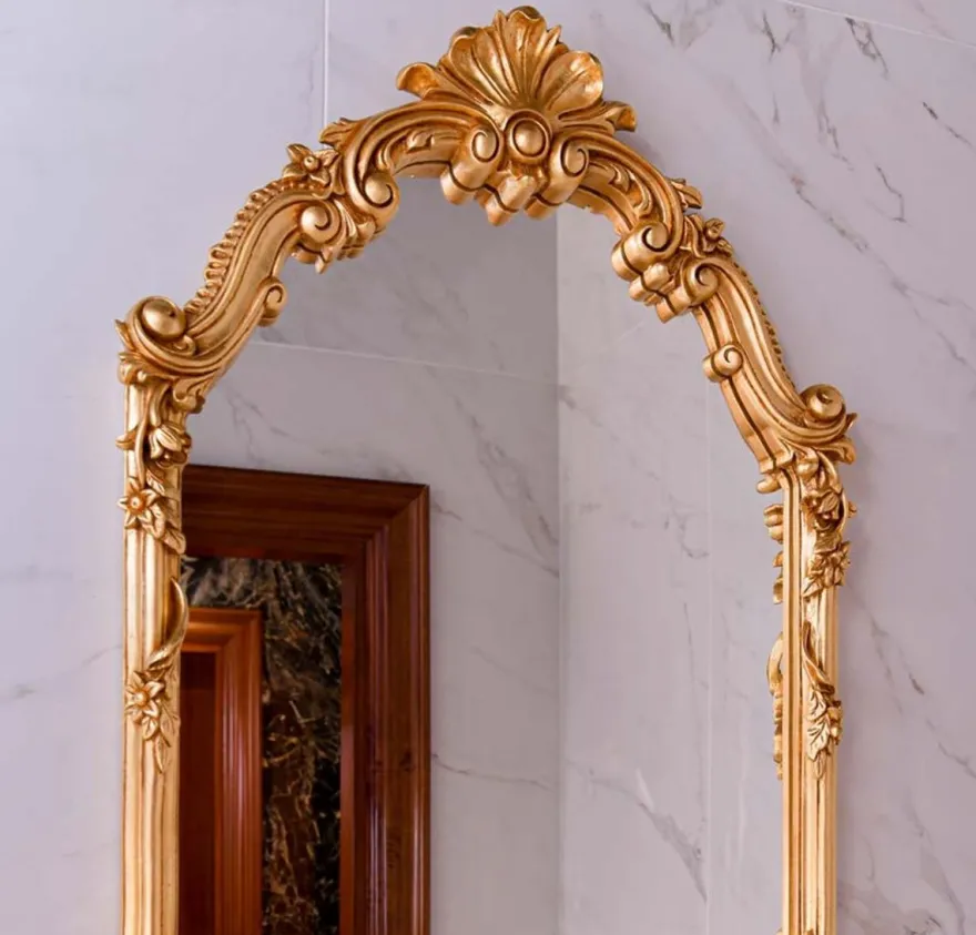 Casa Padrino Luxus Barock Spiegel Gold H. 111 cm - Prunkvoller Barockstil Wandspiegel - Made in Italy
