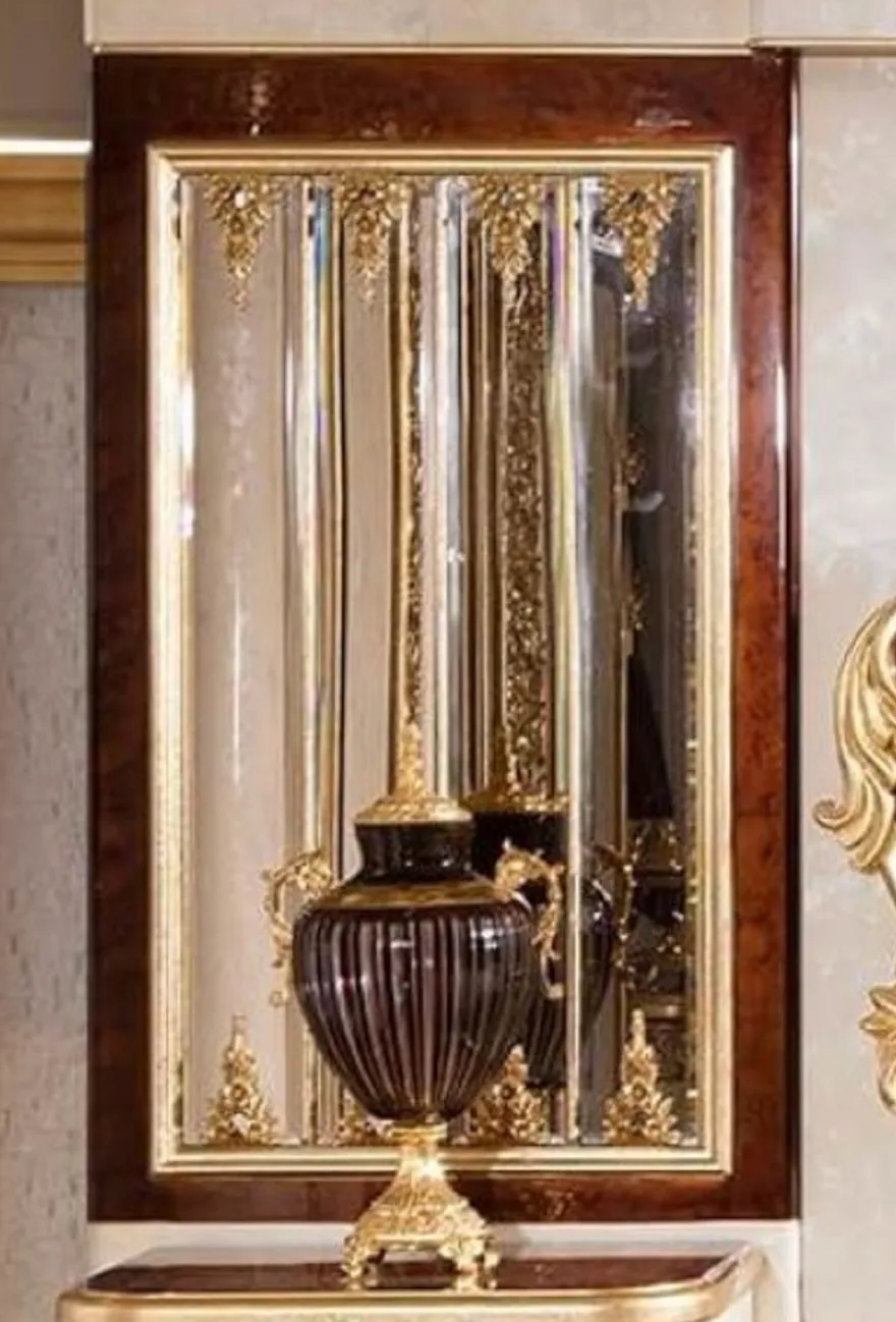 Casa Padrino Luxus Barock Spiegel Braun / Gold H. 130 cm - Barock Möbel