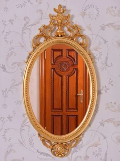 Casa Padrino Luxus Barock Spiegel Gold H. 102 cm - Ovaler Barockstil Wandspiegel - Made in Italy