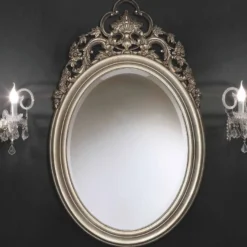 Casa Padrino Luxus Barock Spiegel Silber H. 121 cm - Barock Möbel - Made in Italy