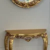 Casa Padrino Luxus Barock Spiegelkonsole - Prunkvolle Barockstil Massivholz Konsole mit rundem Wandspiegel - Garderoben Spiegel im Barockstil - Barock Möbel - Luxus Qualität - Made in Italy