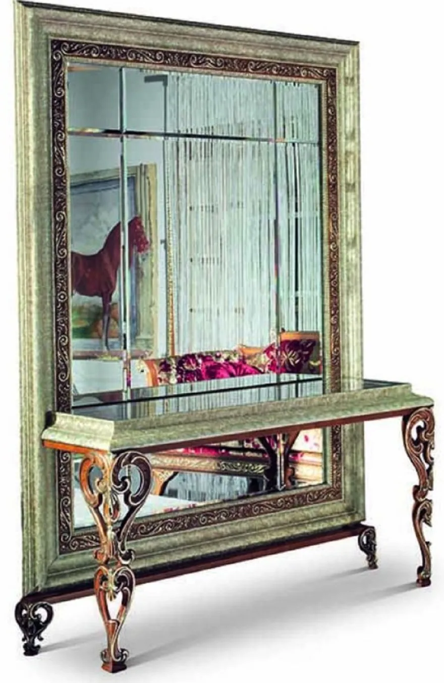 Casa Padrino Luxus Barock Spiegelkonsole Antik Silber / Rot - Barock Möbel - Made in Italy