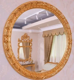 Casa Padrino Luxus Barock Spiegel Gold Ø 108 cm - Runder Barockstil Wandspiegel - Made in Italy