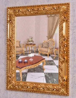 Casa Padrino Luxus Barock Spiegel Gold H. 134 cm - Rechteckiger Barockstil Wandspiegel - Made in Italy