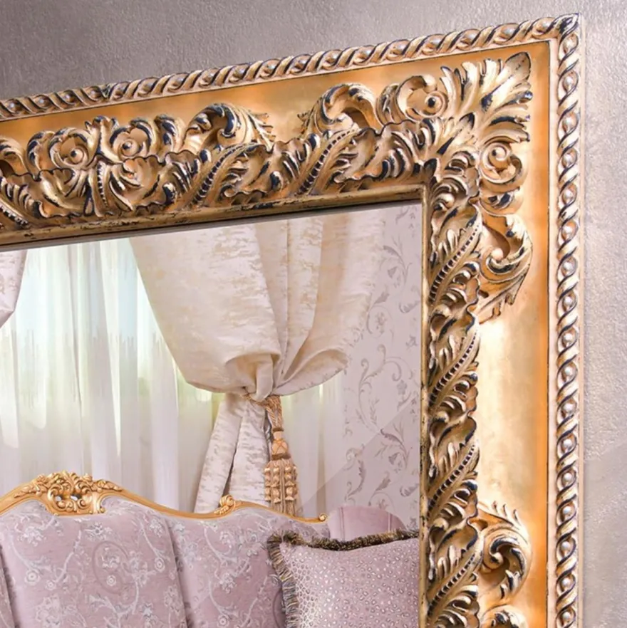 Casa Padrino Luxus Barock Spiegel Gold H. 134 cm - Rechteckiger Barockstil Wandspiegel - Made in Italy