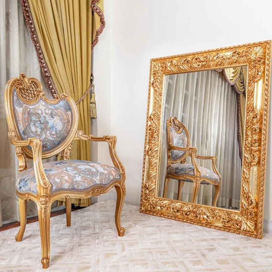 Casa Padrino Luxus Barock Spiegel Gold H. 134 cm - Rechteckiger Barockstil Wandspiegel - Made in Italy