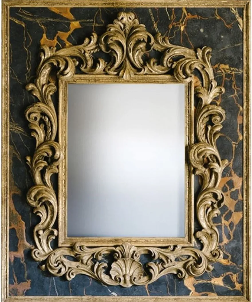 Casa Padrino Luxus Barock Spiegel Antik Gold / Schwarz - Rechteckiger italienischer Barockstil Wandspiegel - Barock Möbel - Luxus Möbel im Barockstil - Luxus Qualität - Made in Italy