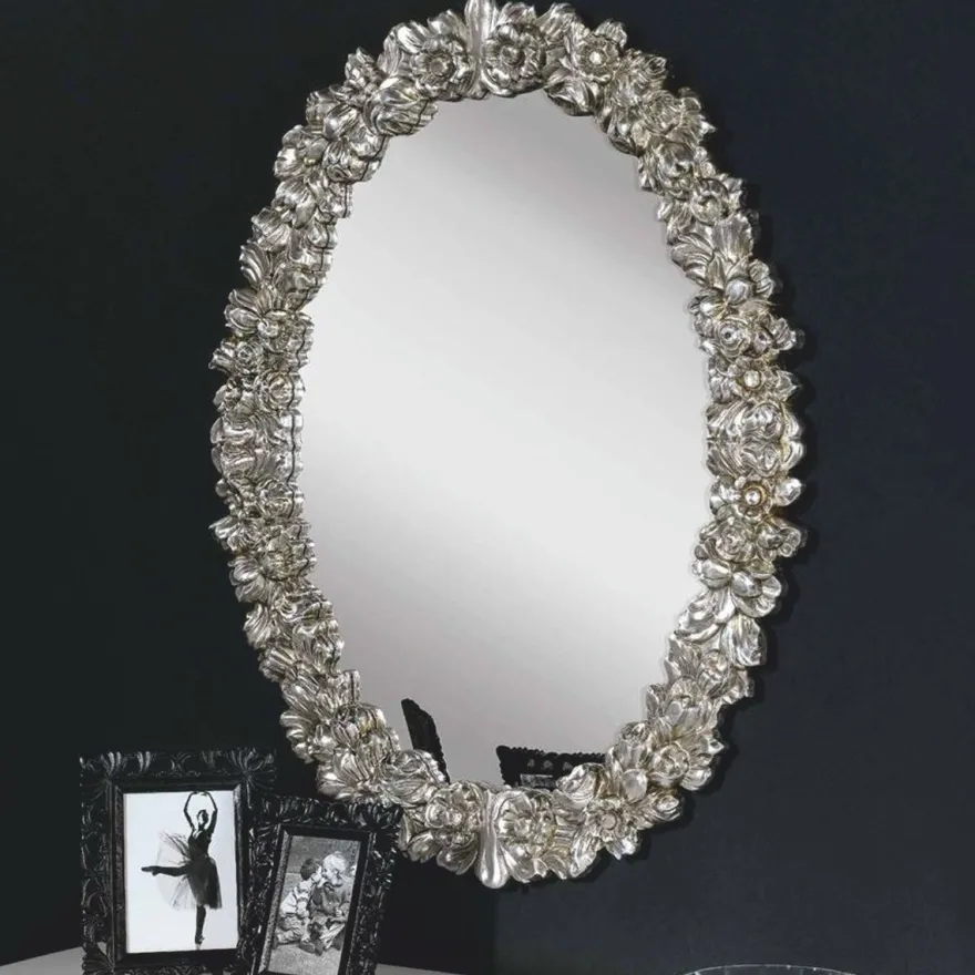 Casa Padrino Luxus Barock Spiegel Silber H. 94 cm - Barock Möbel - Made in Italy