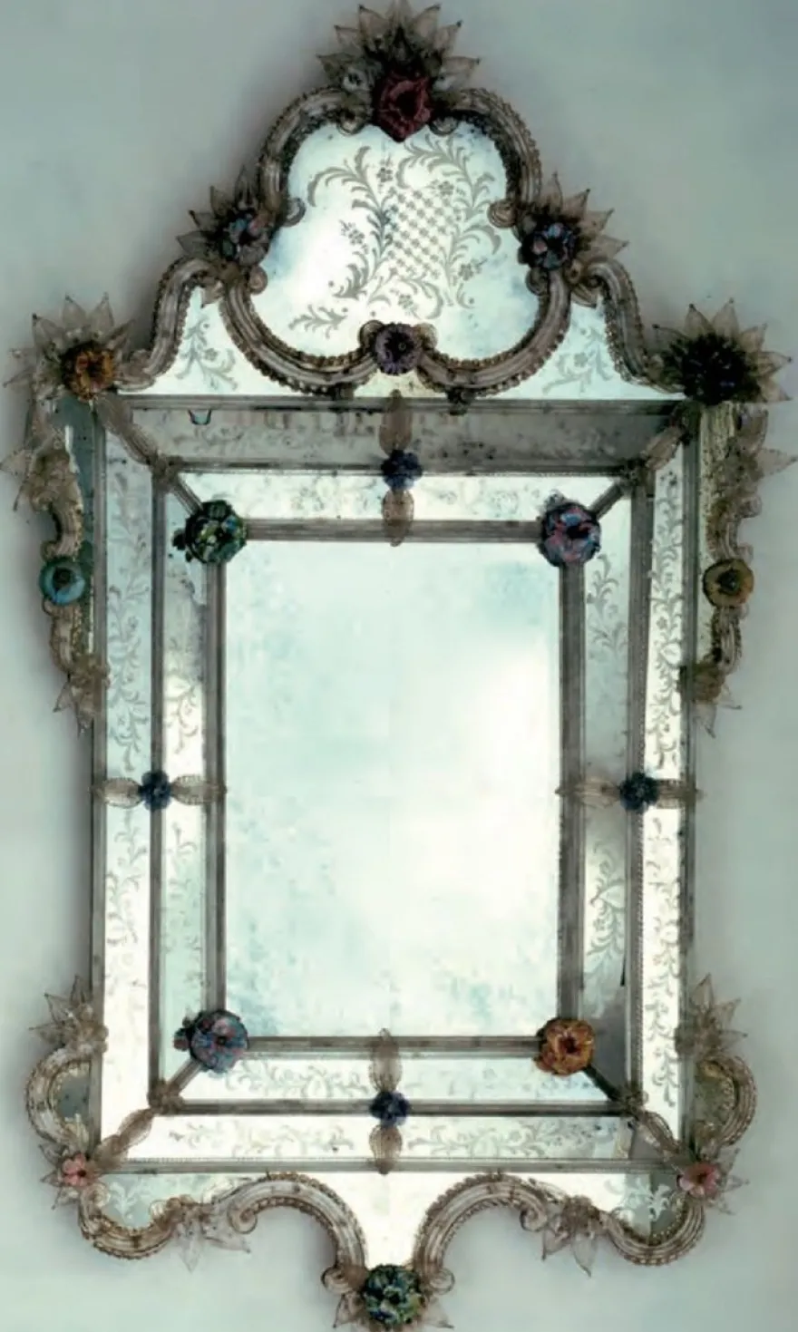 Casa Padrino Luxus Barock Spiegel Mehrfarbig - Prunkvoller Wandspiegel im Venezianischen Stil - Schloss Möbel - Hotel Möbel - Barock Möbel - Luxus Möbel im Barockstil - Made in Italy