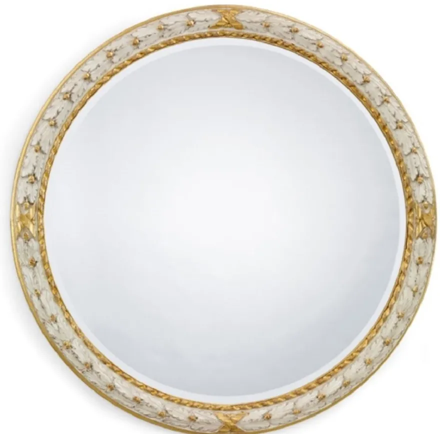 Casa Padrino Luxus Barock Spiegel Weiß / Gold - Runder italienischer Barockstil Wandspiegel - Luxus Möbel im Barockstil - Luxus Qualität - Made in Italy