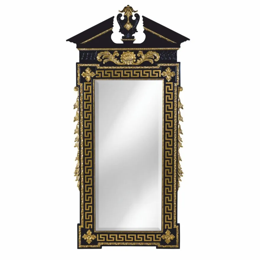 Casa Padrino Luxus Barock Spiegel Schwarz / Gold H. 189 cm - Barockstil Möbel