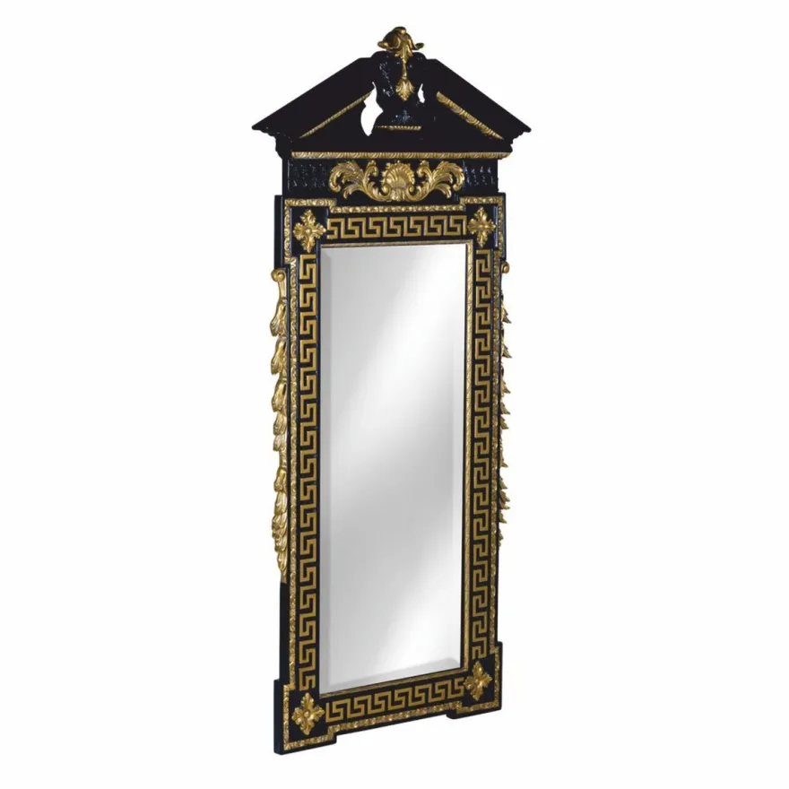 Casa Padrino Luxus Barock Spiegel Schwarz / Gold H. 189 cm - Barockstil Möbel