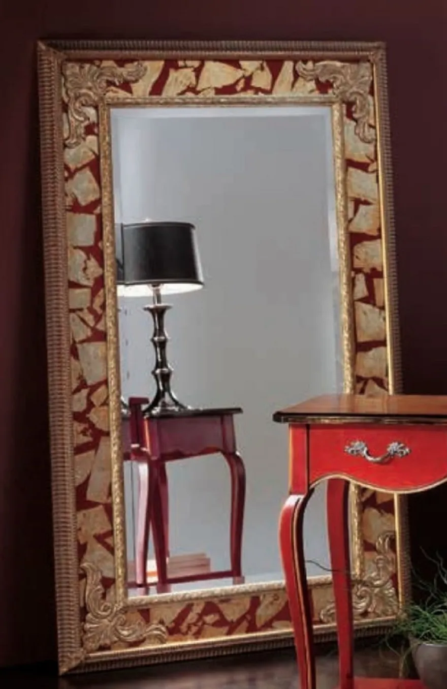 Casa Padrino Luxus Barock Spiegel Gold / Rot - Rechteckiger italienischer Barockstil Wandspiegel - Barock Möbel - Luxus Möbel im Barockstil - Luxus Qualität - Made in Italy