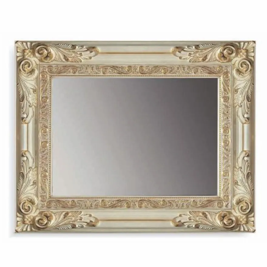 Casa Padrino Luxus Barock Spiegel Elfenbein / Gold 126 cm - Made in Italy