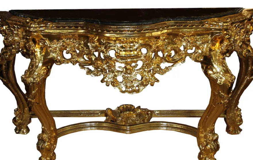 Casa Padrino Luxus Barock Spiegelkonsole mit Marmorplatte Gold 175 x H265 cm - Hotel Möbel - Limited Edition