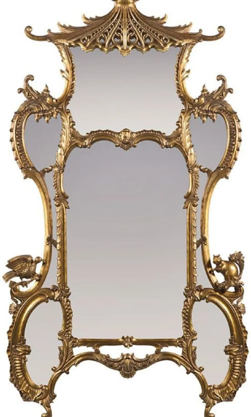 Casa Padrino Luxus Barock Spiegel Antik Gold 128 x 8 x H. 223 cm - Prunkvoller handgeschnitzter Wandspiegel im Barockstil - Antik Stil Garderoben Spiegel - Wohnzimmer Spiegel - Barock Möbel