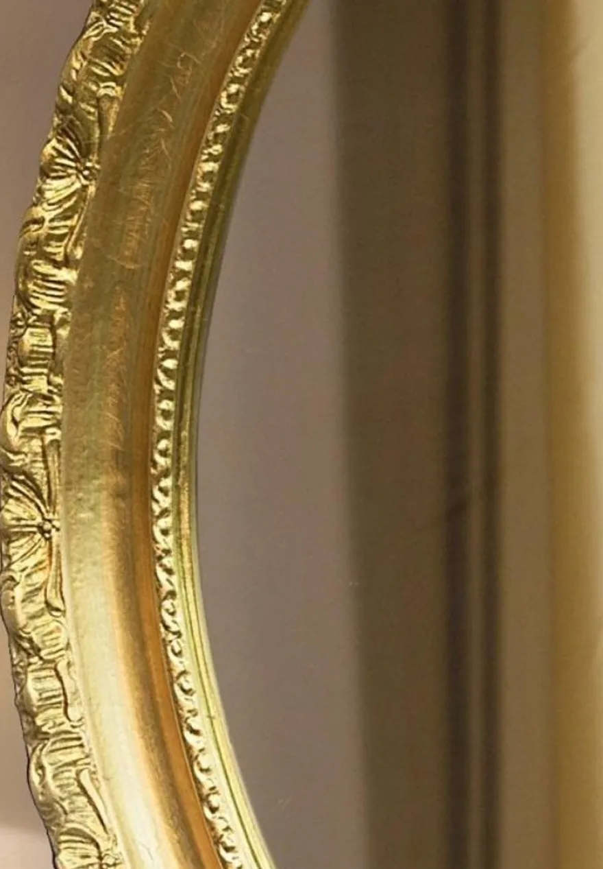 Casa Padrino Luxus Barock Spiegel Gold 54 x 6 x H. 64 cm - Ovaler Wandspiegel im Barockstil - Barock Möbel