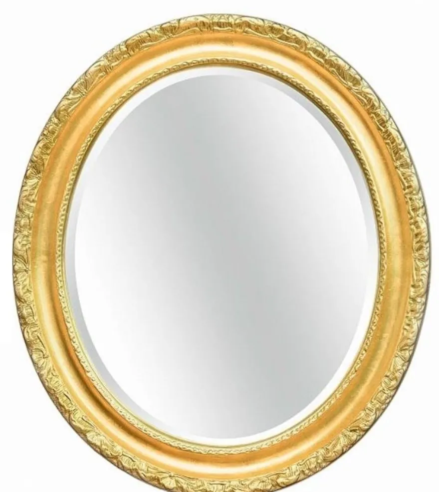 Casa Padrino Luxus Barock Spiegel Gold 54 x 6 x H. 64 cm - Ovaler Wandspiegel im Barockstil - Barock Möbel