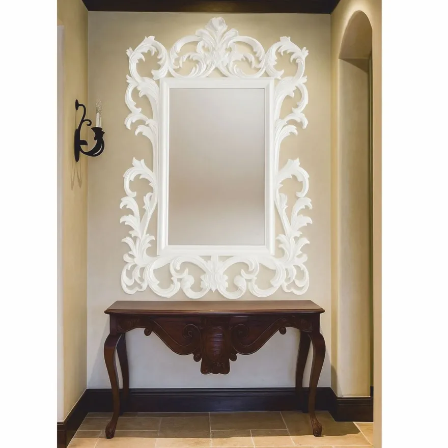 Casa Padrino Luxus Barock Spiegel Weiß H. 134 cm - Barockstil Möbel